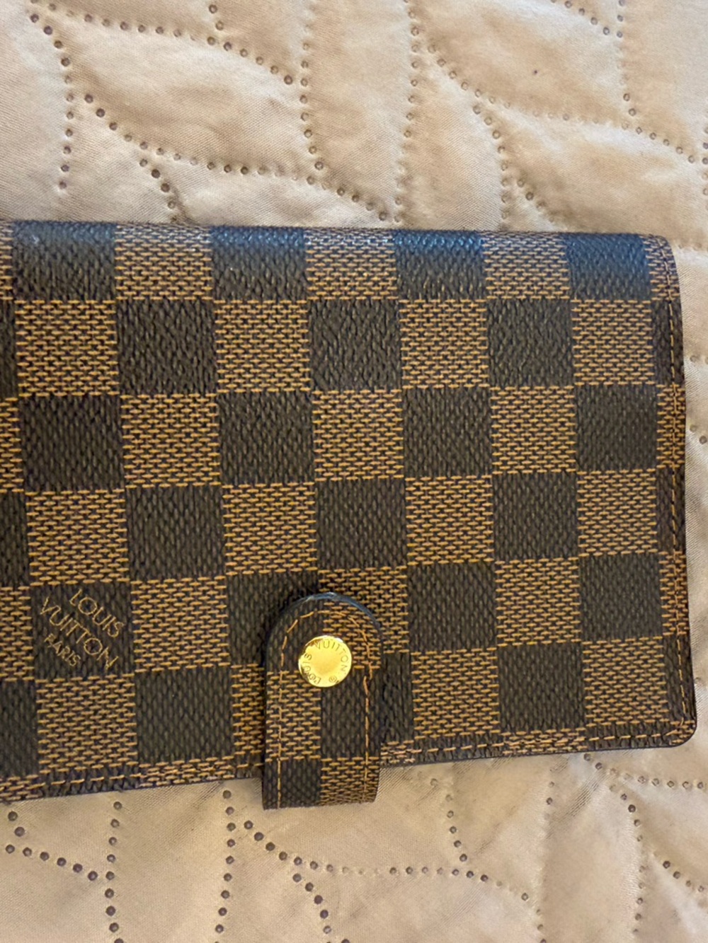 Louis Vuitton Damier Ebene Checkerboard Wallet in Brown
